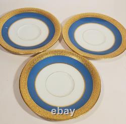 Lenox Stanford Turquoise Grey Gold Encrusted Band Demitasse Cups Saucers Set 8