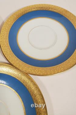 Lenox Stanford Turquoise Grey Gold Encrusted Band Demitasse Cups Saucers Set 8