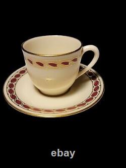 Lenox Stratford Maroon & Cream Demitasse Cup and Saucer Set Gold Trim 1306/R417R