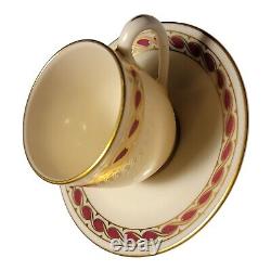 Lenox Stratford Maroon & Cream Demitasse Cup and Saucer Set Gold Trim 1306/R417R