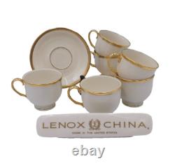 Lenox TUXEDO GOLD Set(s) 6 Footed Cup & Saucer Sets EXCELLENT+ 1999 Shape