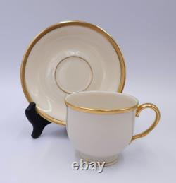 Lenox TUXEDO GOLD Set(s) 6 Footed Cup & Saucer Sets EXCELLENT+ 1999 Shape