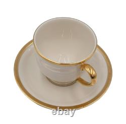 Lenox TUXEDO GOLD Set(s) 6 Footed Cup & Saucer Sets EXCELLENT+ 1999 Shape