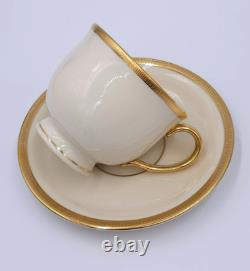Lenox TUXEDO GOLD Set(s) 6 Footed Cup & Saucer Sets EXCELLENT+ 1999 Shape