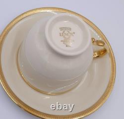 Lenox TUXEDO GOLD Set(s) 6 Footed Cup & Saucer Sets EXCELLENT+ 1999 Shape