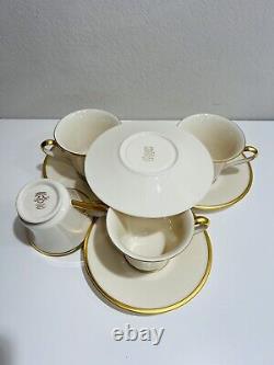 Lenox Teacup Saucers Set Eternal White Gold Dimension Collection Made in USA