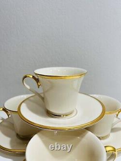 Lenox Teacup Saucers Set Eternal White Gold Dimension Collection Made in USA