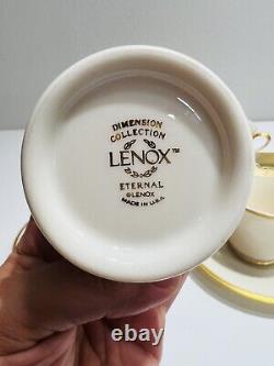 Lenox Teacup Saucers Set Eternal White Gold Dimension Collection Made in USA