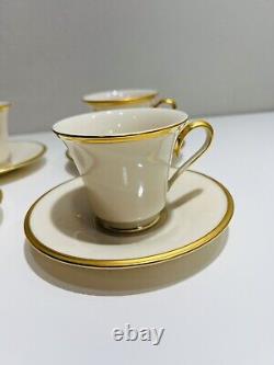 Lenox Teacup Saucers Set Eternal White Gold Dimension Collection Made in USA