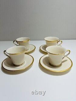 Lenox Teacup Saucers Set Eternal White Gold Dimension Collection Made in USA