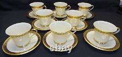 Lenox Tudor Set of 8 Cups and Saucers Blue Gold