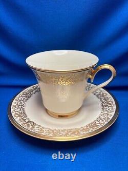 Lenox Tuscany Set Of 6 Cups & Saucers, Gold Bird And Floral Decor- Excellent