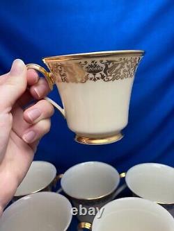 Lenox Tuscany Set Of 6 Cups & Saucers, Gold Bird And Floral Decor- Excellent