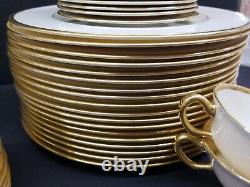 Lenox Tuxedo J-33 USA Dinnerware Cups Saucers (76) Gold Gilt Trim Backstamp