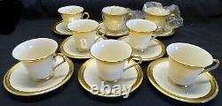 Lenox USA Aristocrat 8 Cups & Saucers Embossed Gold Trim on Ivory NOS