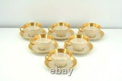 Lenox Westchester Gold Encrusted China Service 6 Footed Cups & Saucers