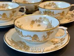 Limoges Bernardaud B&Co Porcelain Asian Oriental Design 4 Cups and Saucers