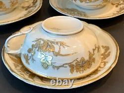 Limoges Bernardaud B&Co Porcelain Asian Oriental Design 4 Cups and Saucers