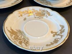 Limoges Bernardaud B&Co Porcelain Asian Oriental Design 4 Cups and Saucers