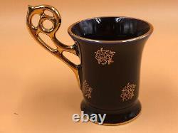 Limoges Castel Porcelain blue & 22k gold demitasse / chocolate cup & saucer duo