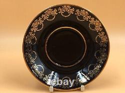 Limoges Castel Porcelain blue & 22k gold demitasse / chocolate cup & saucer duo