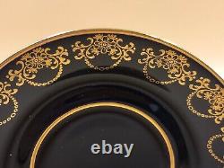 Limoges Castel Porcelain blue & 22k gold demitasse / chocolate cup & saucer duo