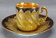 Limoges Cobalt & Raised Beaded Gold Birds & Heavy Gold Interior Cup & Saucer