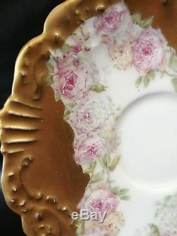 Limoges Demitasse Cup & Saucer Heavy Hand Enameled gold and Roses c. 1900