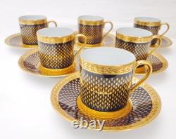 Limoges Dresden Minton Coalport Neo Classical Cobalt & Gold Coffee C&S's set 2