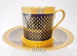 Limoges Dresden Minton Coalport Neo Classical Cobalt & Gold Coffee C&S's set 2
