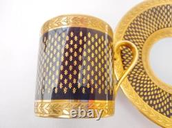 Limoges Dresden Minton Coalport Neo Classical Cobalt & Gold Coffee C&S's set 2