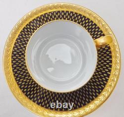 Limoges Dresden Minton Coalport Neo Classical Cobalt & Gold Coffee C&S's set 2