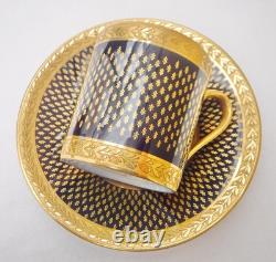 Limoges Dresden Minton Coalport Neo Classical Cobalt & Gold Coffee C&S's set 2