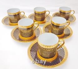 Limoges Dresden Minton Coalport Neo Classical Cobalt & Gold Coffee C&S's set 2