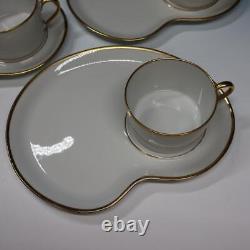 Limoges France 12 Gold Trim Snack Tray Saucers Plate with Cup Sets