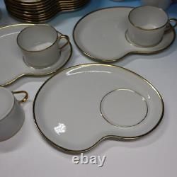 Limoges France 12 Gold Trim Snack Tray Saucers Plate with Cup Sets