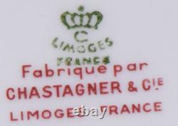 Limoges France Chastagner Blue & Gold Tea Cup & Saucer Set of 5 + 1 Cup