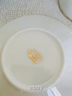 Limoges France Cup Saucer Plates Pink Bows Gold Ribbons
