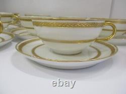 Limoges France WM Guerin & Co Antique Gold Trim 10 Cups and 10 Saucers