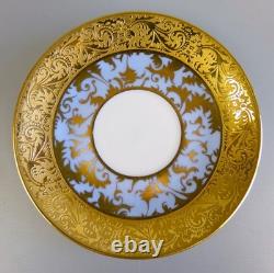 Limoges G. Dumas Cup & Saucer. Demitasse. Footed / Pedestal. Gold & Blue. Vintage