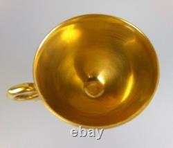 Limoges G. Dumas Cup & Saucer. Demitasse. Footed / Pedestal. Gold & Blue. Vintage