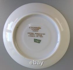 Limoges G. Dumas Cup & Saucer. Demitasse. Footed / Pedestal. Gold & Blue. Vintage