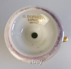 Limoges G. Dumas Cup & Saucer. Demitasse. Footed / Pedestal. Gold & Blue. Vintage