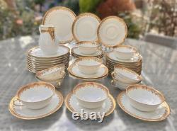 Limoges Gold Encrusted Tea Service for 10 by Lanternier, 41 pcs