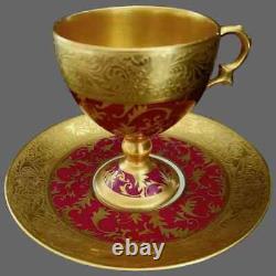 Limoges Hand Painted Gold Encrusted Tea Cup Saucer Set