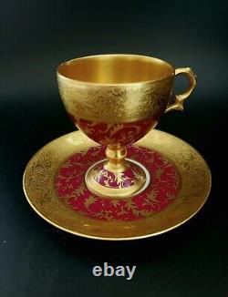 Limoges Hand Painted Gold Encrusted Tea Cup Saucer Set