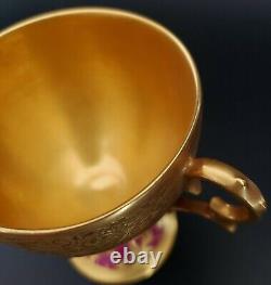 Limoges Hand Painted Gold Encrusted Tea Cup Saucer Set