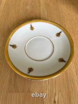 Limoges Hand Painted Porcelain Cup and Saucer Gold Bee, Good Vintage Condition