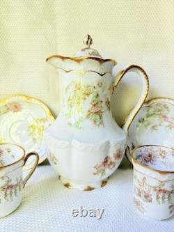Limoges Haviland Coffee Pot Cups Saucers Antique