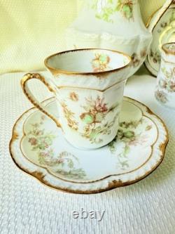 Limoges Haviland Coffee Pot Cups Saucers Antique